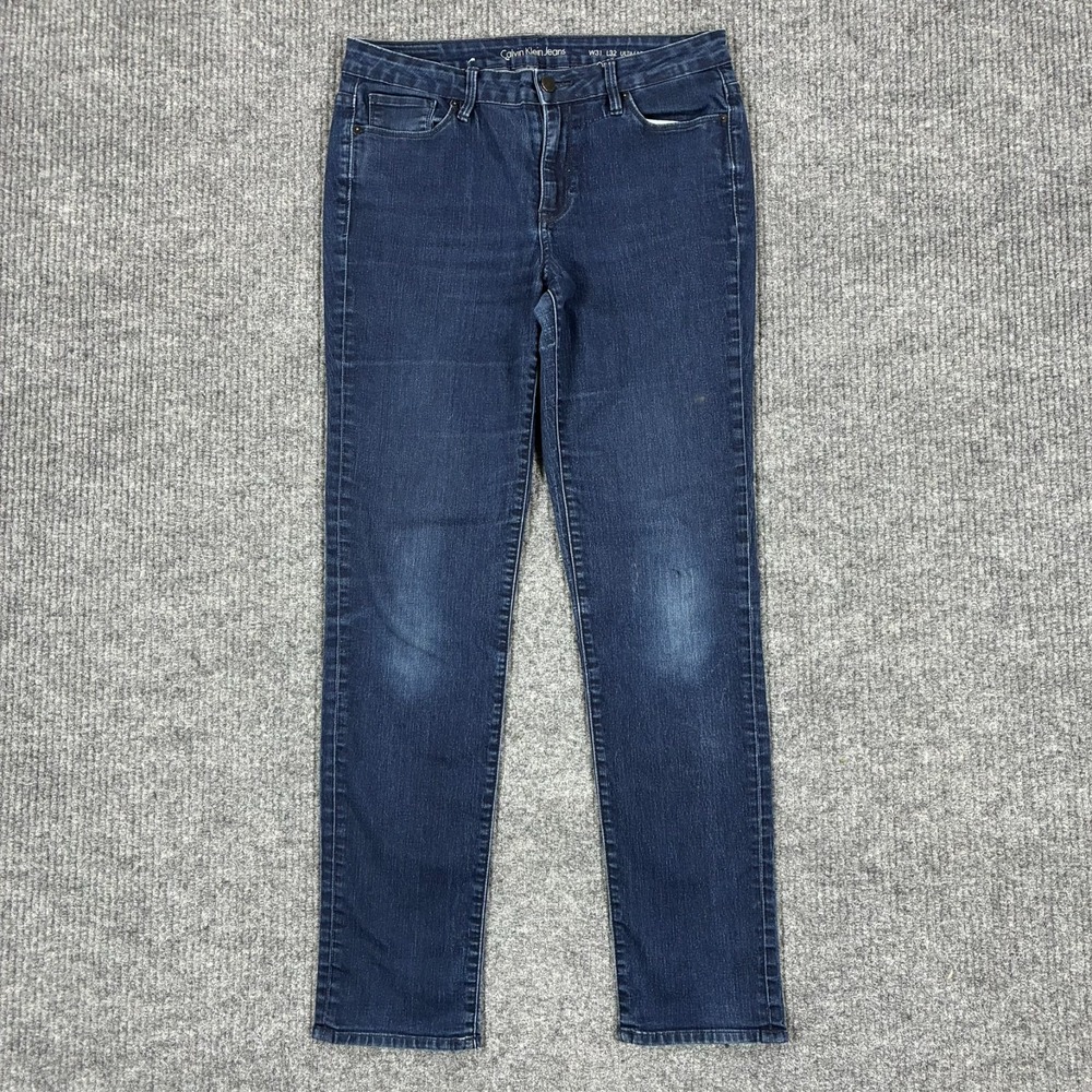 Calvin Klein Jeans Ultimate Skinny Mens 31x32 Dark Wash Stretch Denim Low Rise
